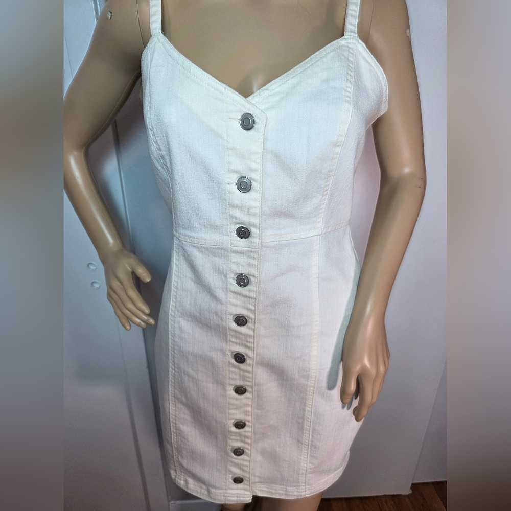 Forever 21 White Denim Button-Down Mini Dress - Size Medium